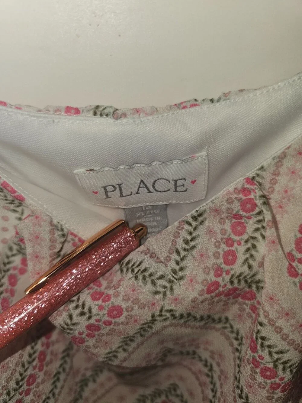 Children's Place/ 14/ white & pink